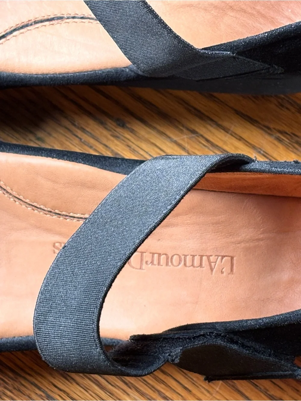 L’Amour des Pieds Amadour Black Suede Open-Toe Wedge Sandals with Ankle Strap